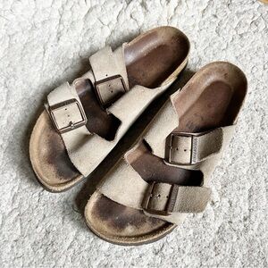 Birkenstock Arizona Tan/Beige Suede Sandals Size 38